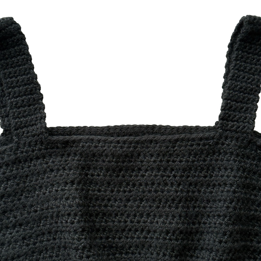 Handmade Crochet Crop Tank Black Indie Sleaze Layering Top Women's XS - Picture 4 of 9